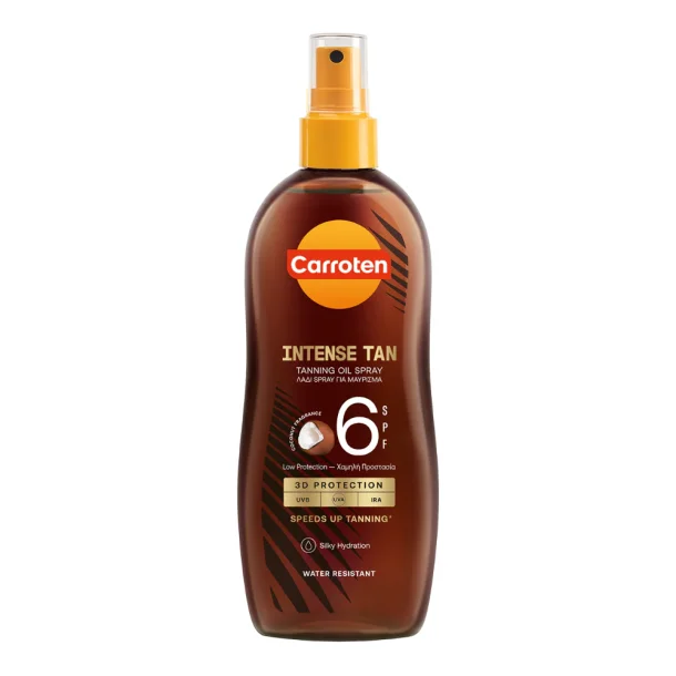 Carroten Intense Tan Oil Spray SPF 6 - Tanning Oil med Glow, 200 ml