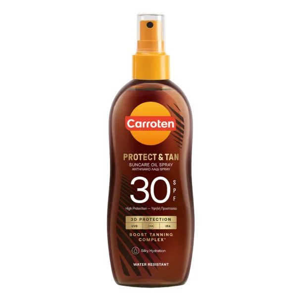 Carroten Protect &amp; Tan Body Oil SPF 30 - Sololie med Glow, 150 ml