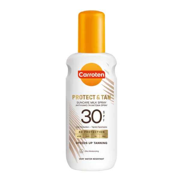 Carroten Protect &amp; Tan Milk Spray SPF 30 - Solspray med Glow, 200 ml