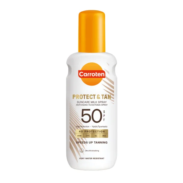 Carroten Protect &amp; Tan Milk Spray SPF 50 - Solspray med Glow, 150ml