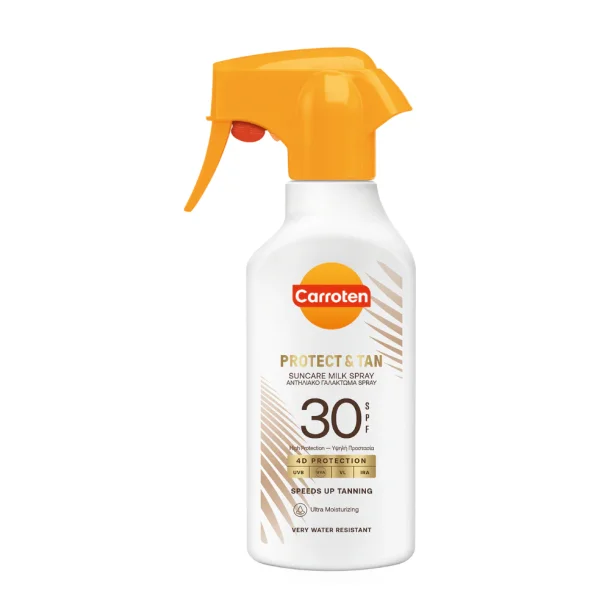 Carroten Protect &amp; Tan Milk Trigger SPF 30 - Solcreme med Glow, 270 ml