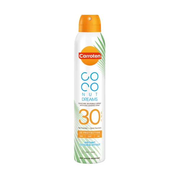 Carroten Dry Mist SPF 30 Coconut Dreams - Usynlig Solspray med Kokosduft, 200 ml