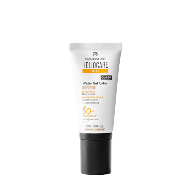 HelioCare Water Gel Color SPF 50+ Beige - Farvet Solcreme med Glow, 50 ml 