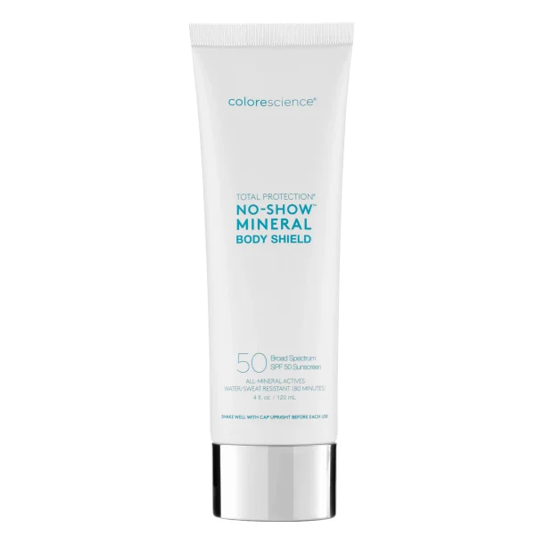 Colorescience Total Protection No Show Body SPF 50 - Usynlig mineral Solcreme Uden Hvid Hinde, 120 ml