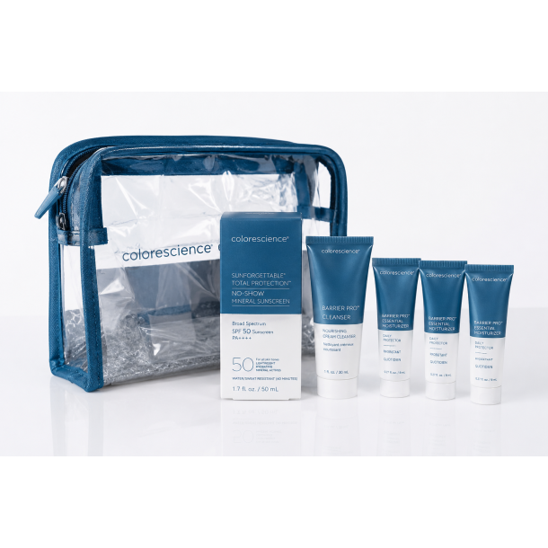 Colorescience Limited No-Show kit - SPF s�t med usynlig solbeskyttelse &amp; hudbarrierepleje, 6 dele
