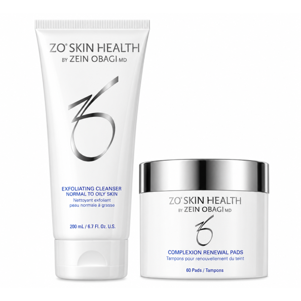 ZO Skin Health Duo Exfoliating Cleanser 200 ml + Complexion Renewal Pads 60 stk - Rens &amp; Eksfoliering til Uren Hud